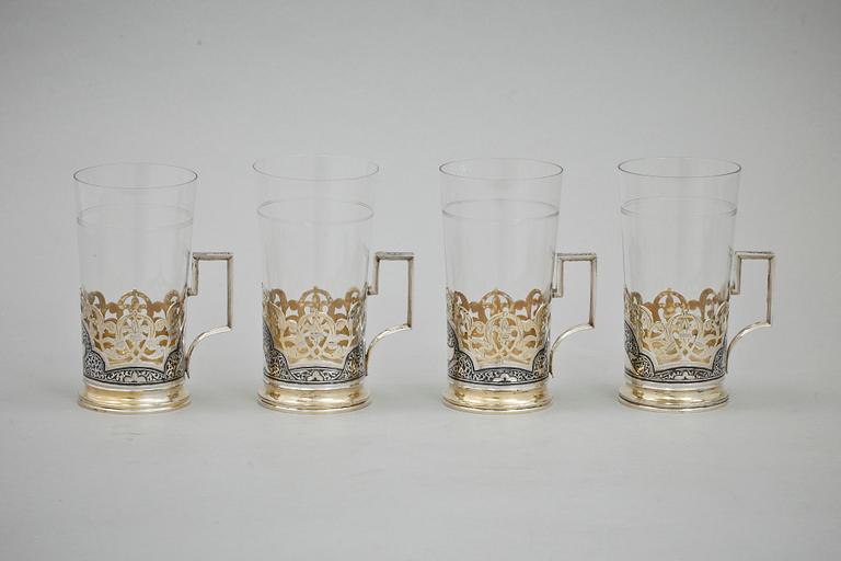 TEGLAS, 4 st, silver, Sovjetunionen. Tot vikt ca 344 g.