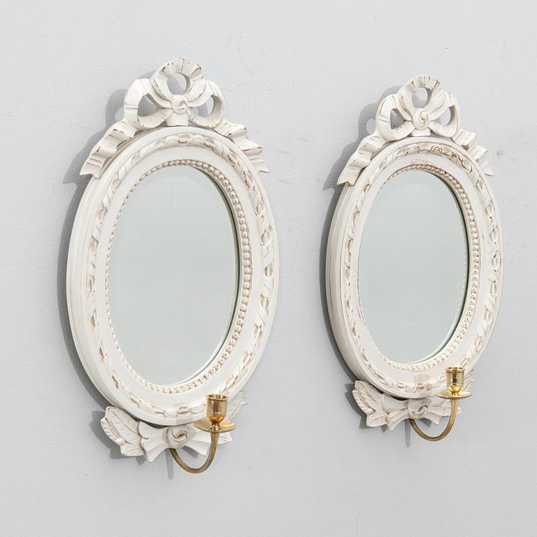 Wall sconces, a pair in the Gustavian style, second half of the 20th century.