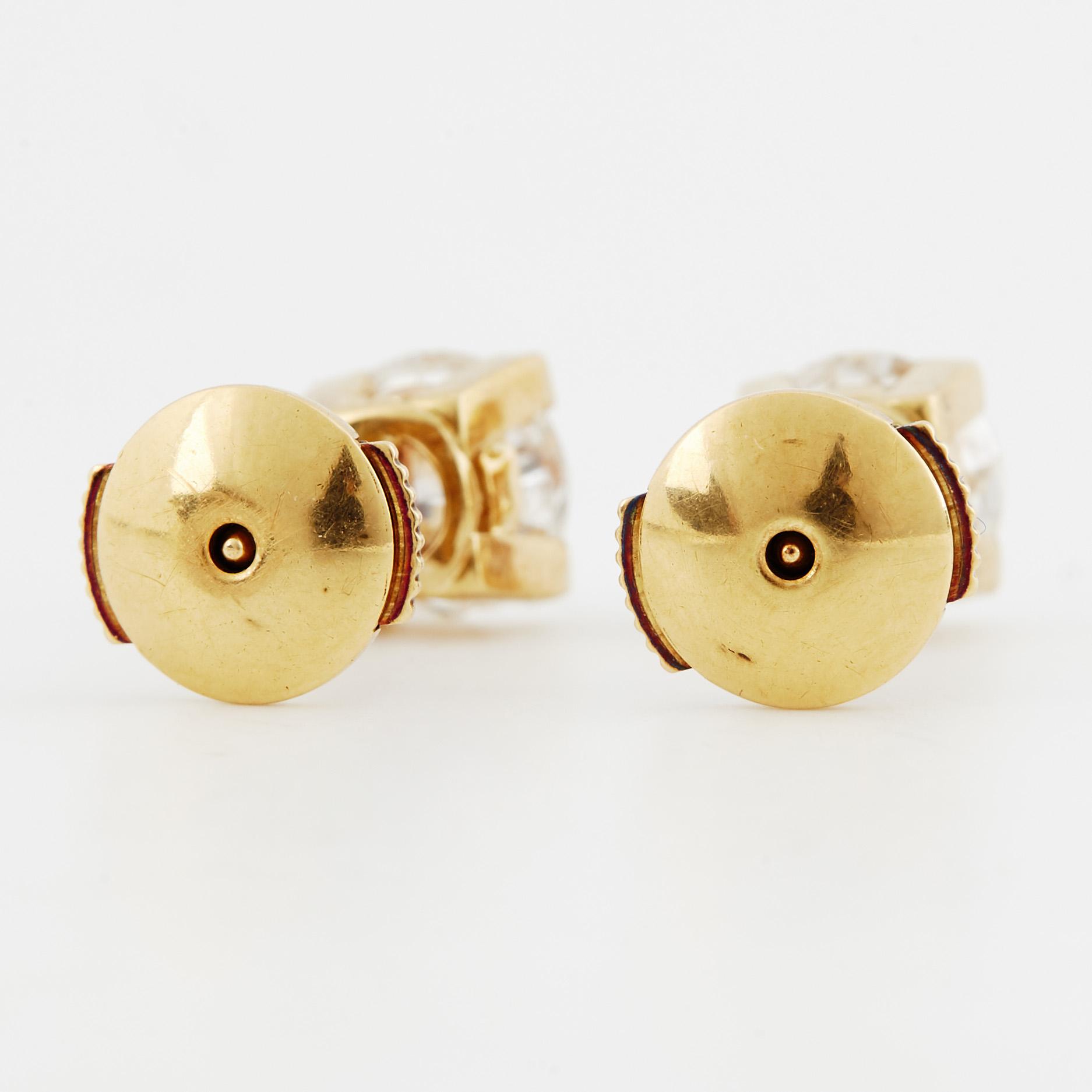 A PAIR OF EARRINGS, 18K gold, brilliant cut diamonds. Weight c. 2.8 g.