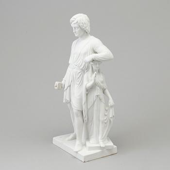 A bisquit sculptur after Thorvaldsen 'Thorvaldsen leaning on Hope', Royal Copenhagen, Denmark, 19th Century.
