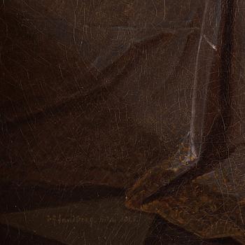 Johan Gustaf Sandberg, Gustav Vasa stående i en slottsinteriör intill ett draperat bord vilandes ena handen på Vasabibeln.