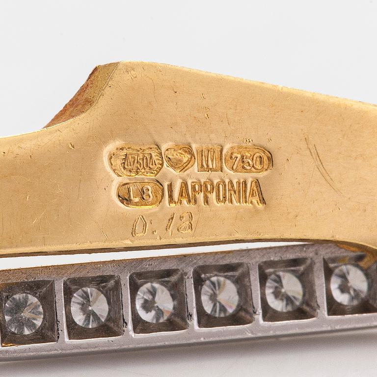 Björn Weckström, örhängen,"Da Capo", 18K guld med briljantslipade diamanter ca 0.36 ct totalt. Lapponia 1988.