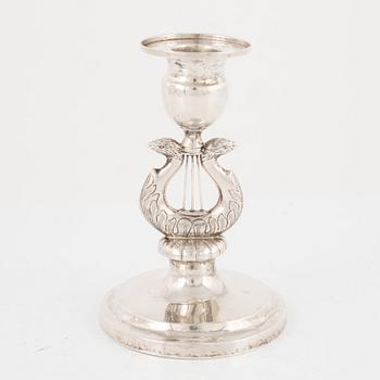 An Empire silver candlestick, Johan Daniel Hasselqvist, Hämeenlinna, Finland, 1837.