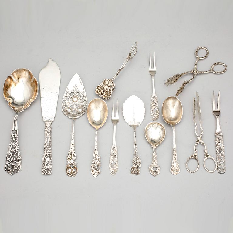 PARTI SILVER, 13 delar, bl.a GEWE, 1947, ca 380 g.