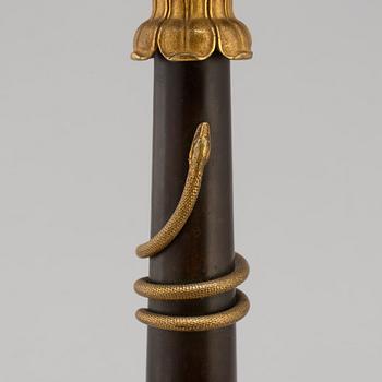 A first half of the 19th century bronze table lamp.