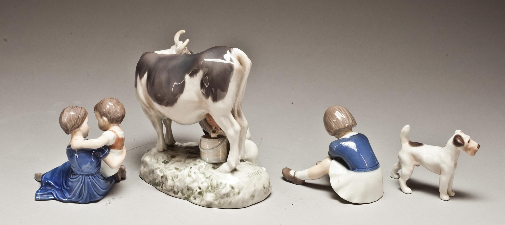 FIGURINER, 4 st, porslin, Bing & Gröndahl. Bl a Axel Locher. 1900-talets andra hälft.