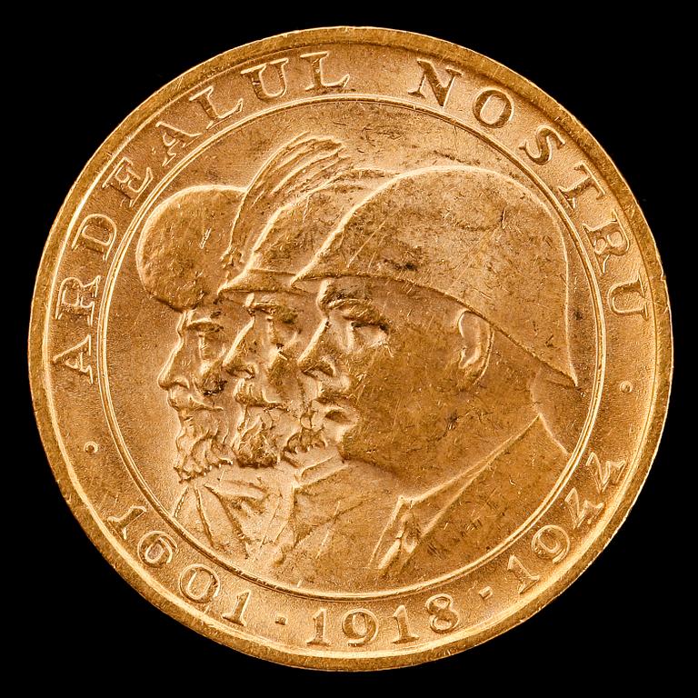 GULDMYNT, Rumänien, 1914. Vikt ca 6 g.