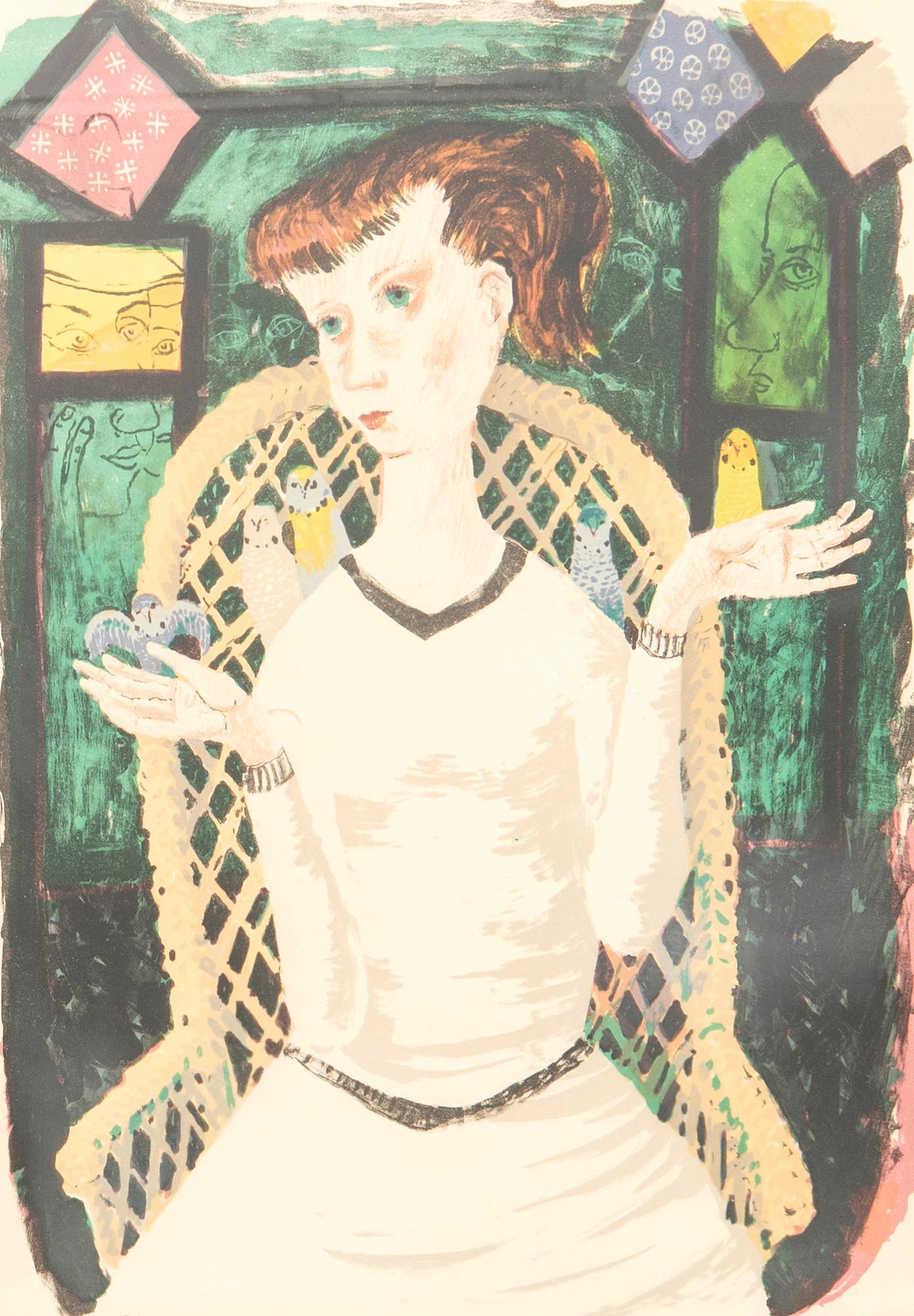 Olle Olsson-Hagalund, Girl with budgerigars.
