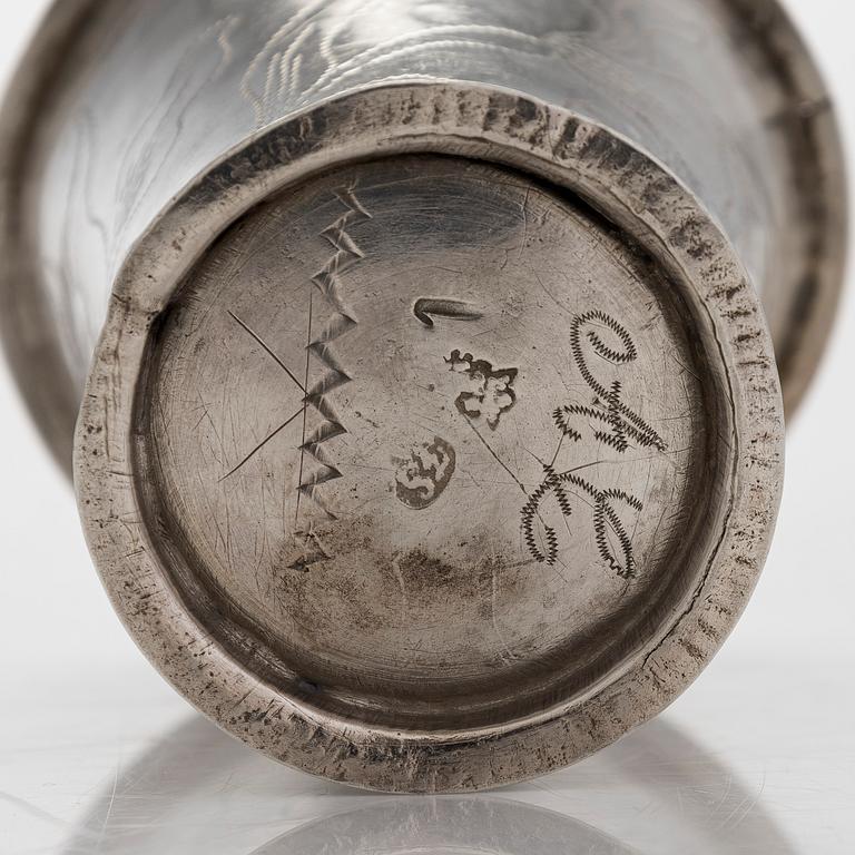 An 18th-century parcel-gilt beaker, maker's mark of Ferdinand Sehl the younger, active in Stockholm 1723-1743.