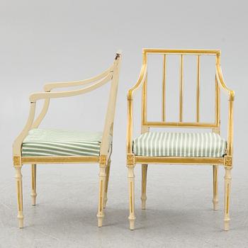 Karmstolar, ett par, gustaviansk stil 1800-tal.