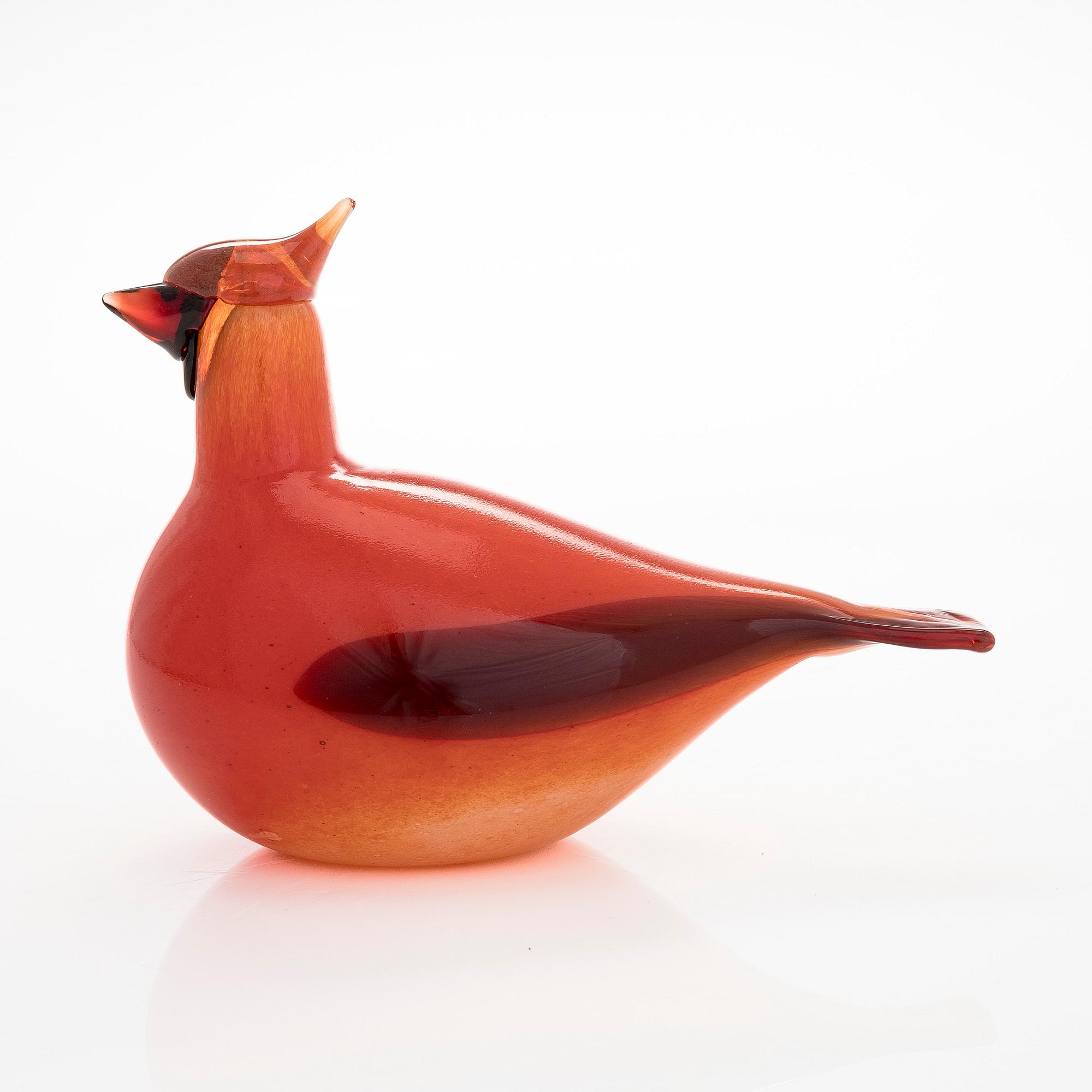 Oiva Toikka, lasilintu, "Kardinaali", signeerattu O. Toikka Iittala.