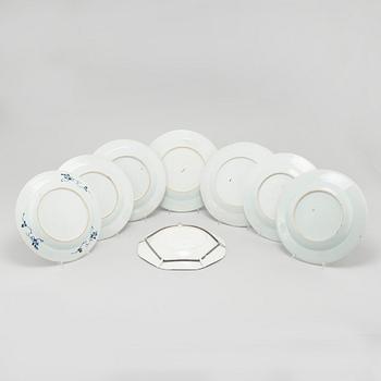 Eight plates, porcelain, China.