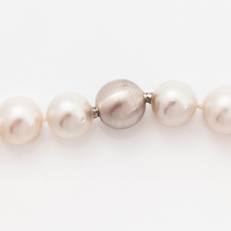 A cultured South Sea pearl necklace.