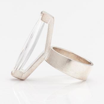 Björn Weckström, A sterling silver ring "Luminoso" with a munsteiner cut rock crystal. Lapponia 2009.