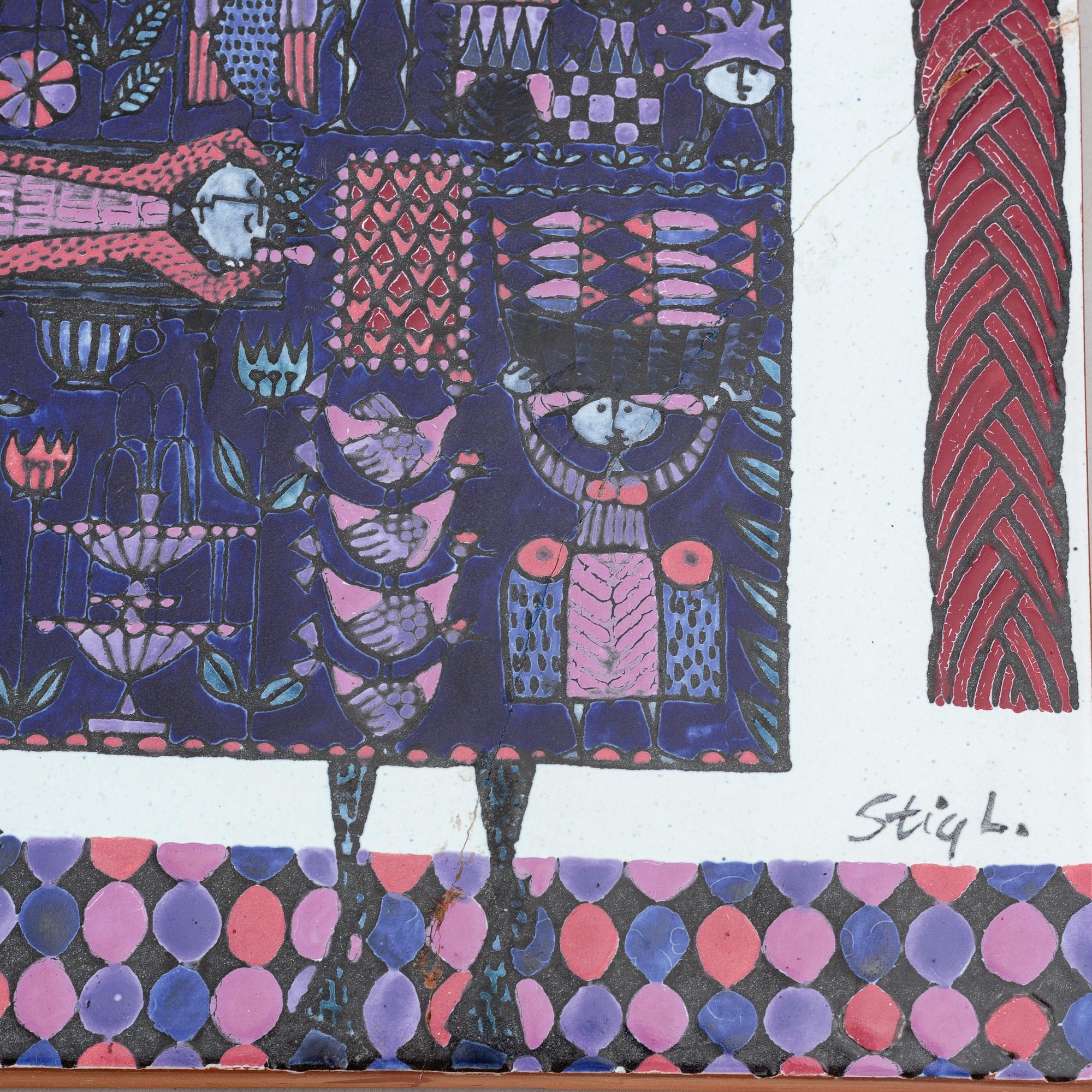 Stig Lindberg, an earthenware wall plaque, 21/40, Gustavsberg Studio.