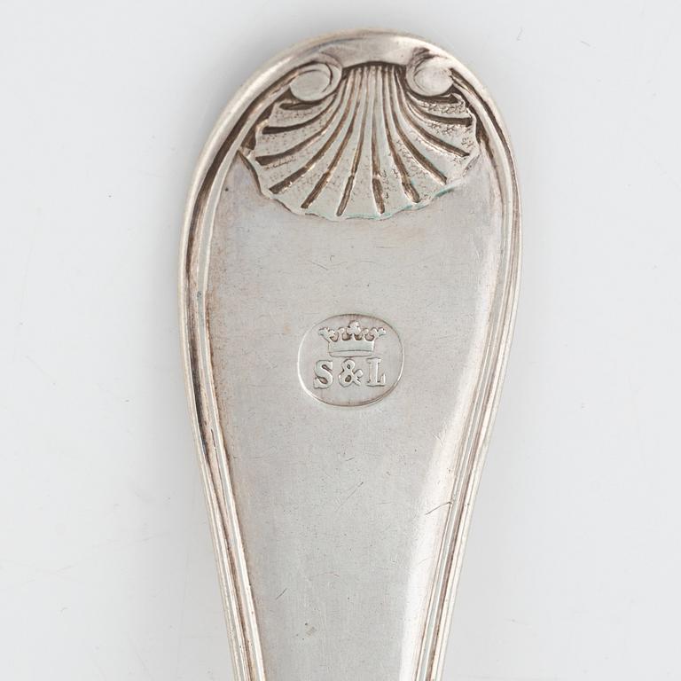 Ten silver dinner spoons, Sweden, 19th century.