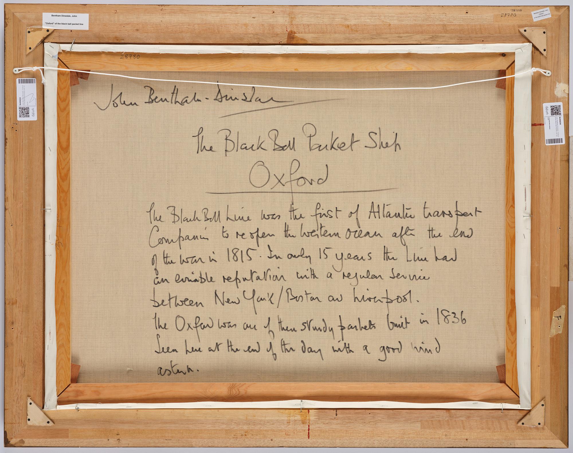 John Bentham Dinsdale, "Oxford" of the Black Ball Packet Line.