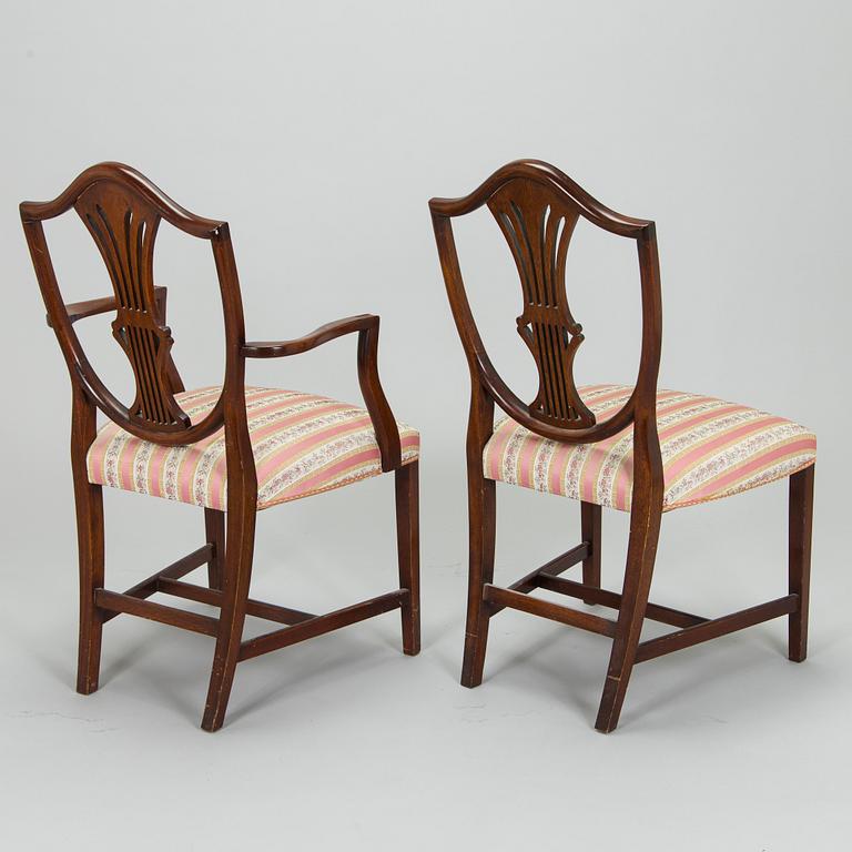 Matbord och stolar, 8 st, England 1970-tal.