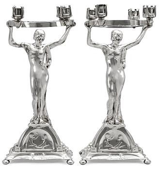 704. A pair of B&G IMPERIAL ZINN candelabra, Germany 1899-1910.