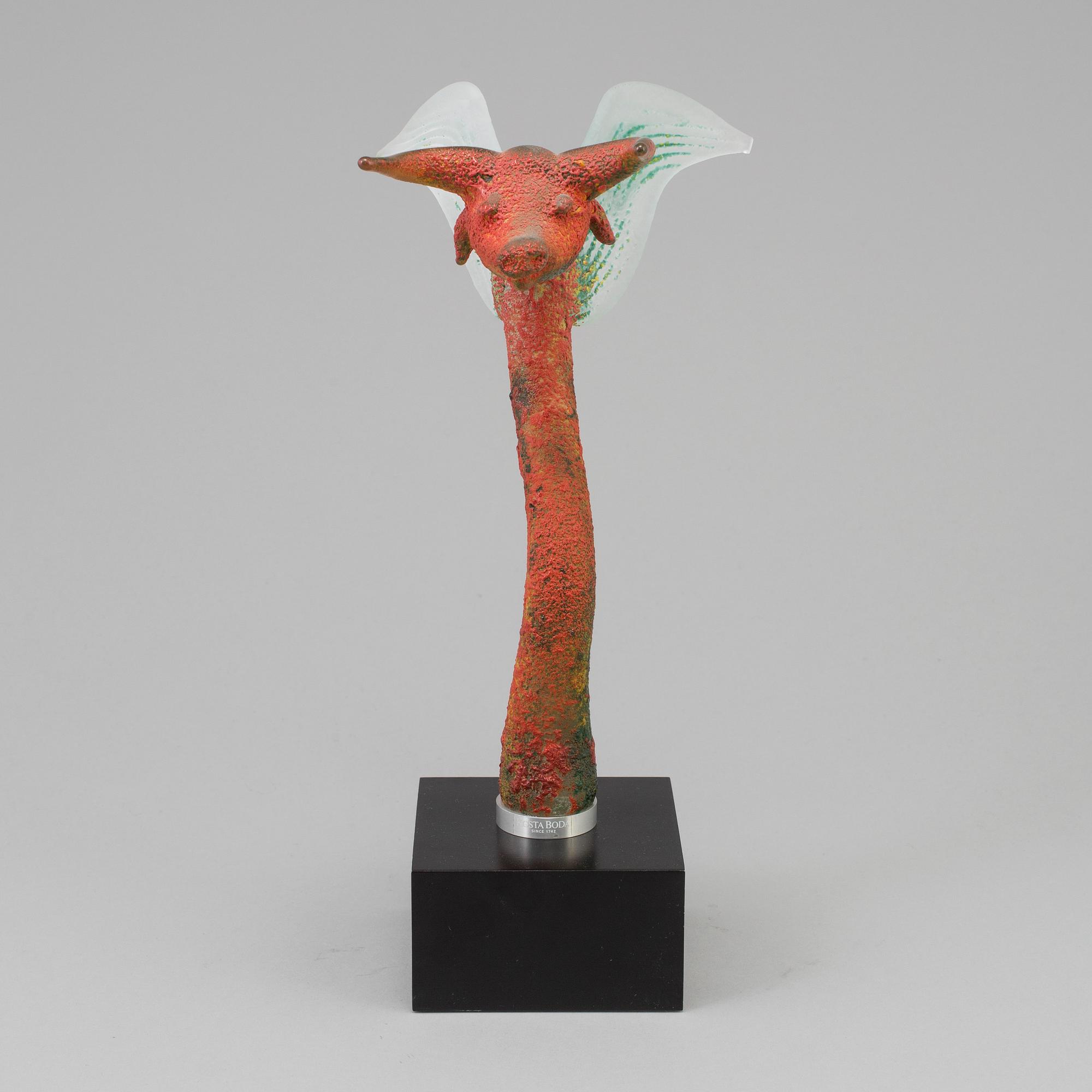 KJELL ENGMAN, skulptur, glas, signerad, Kosta Boda.