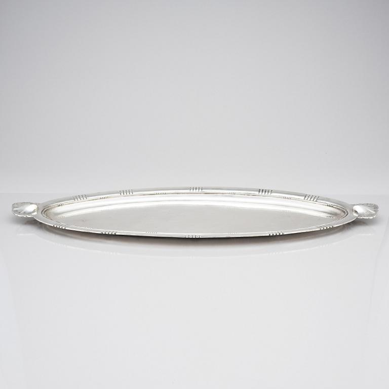 Georg Jensen, skaldjursbricka/ fiskfat, Köpenhamn 1920, 830/1000 silver, design nr 885.