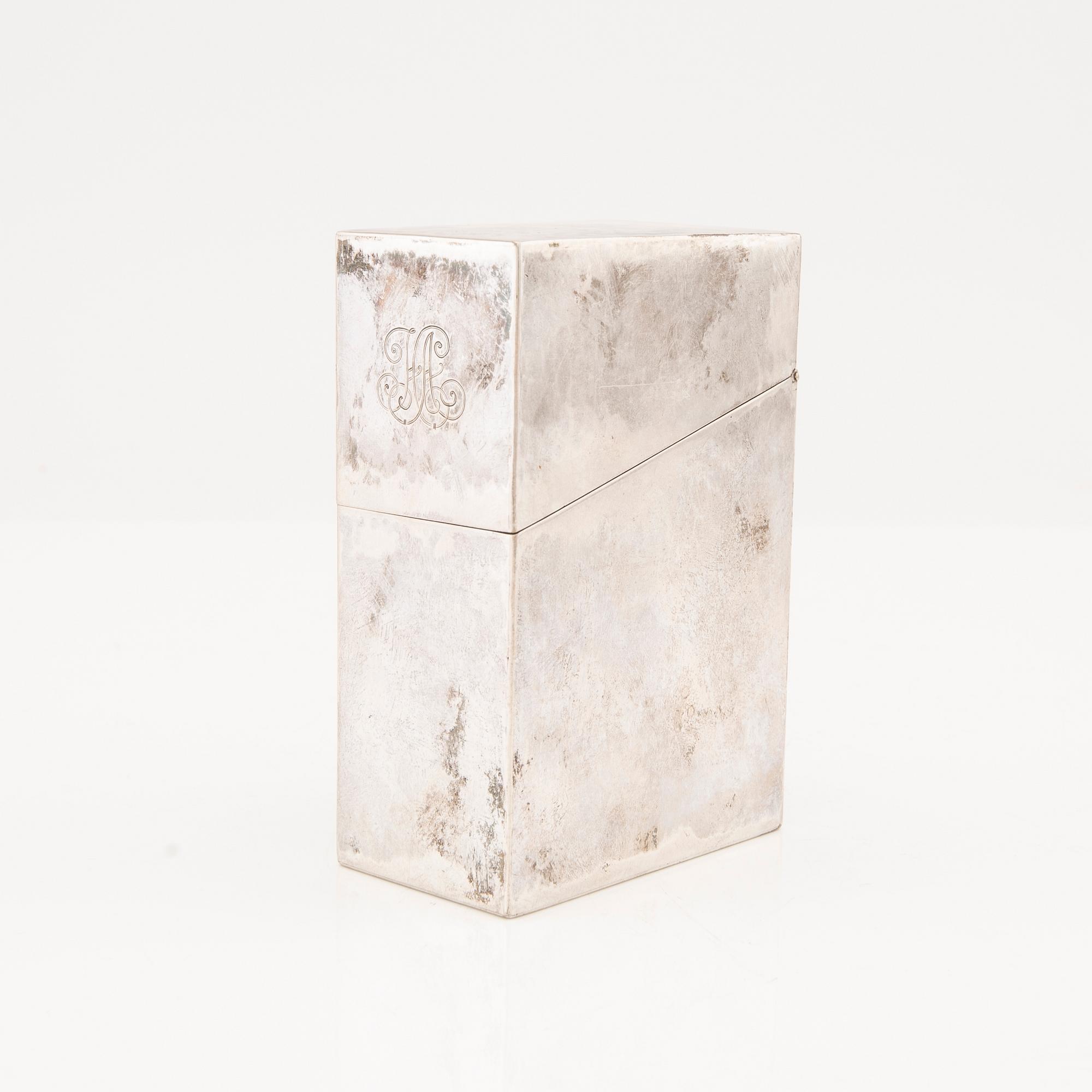 A Swedish silver cigarette case mark of CG Hallberg Stockhiolm 1919 (?) weight 233 grams.