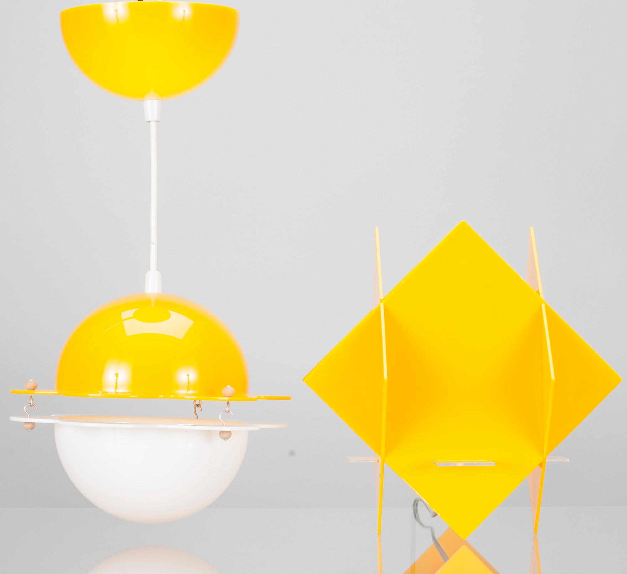 TAKLAMPA och BORDSLAMPA, design Anna-Maija Salo, Finland 1970-tal.