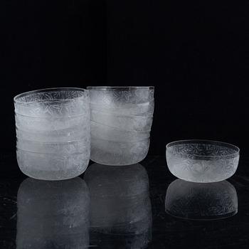 Rinsing cups / bowls, 11 pieces, glass, around 1900.