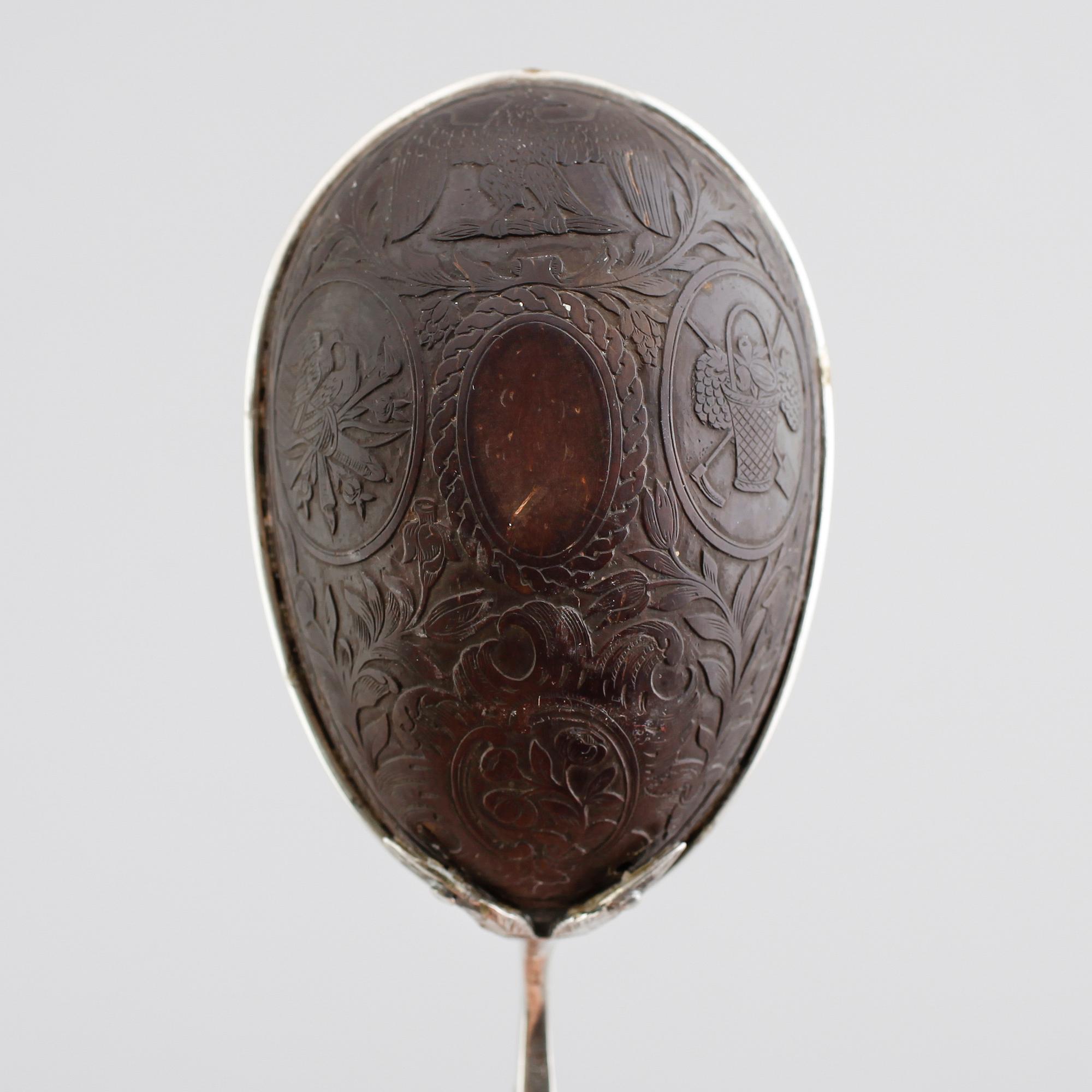 SOPPSLEV, silver, kokosnöt, 1800-tal.