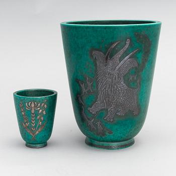 Wilhelm Kåge, Two 'Argenta' vases, stoneware, Gustavsberg, Sweden.