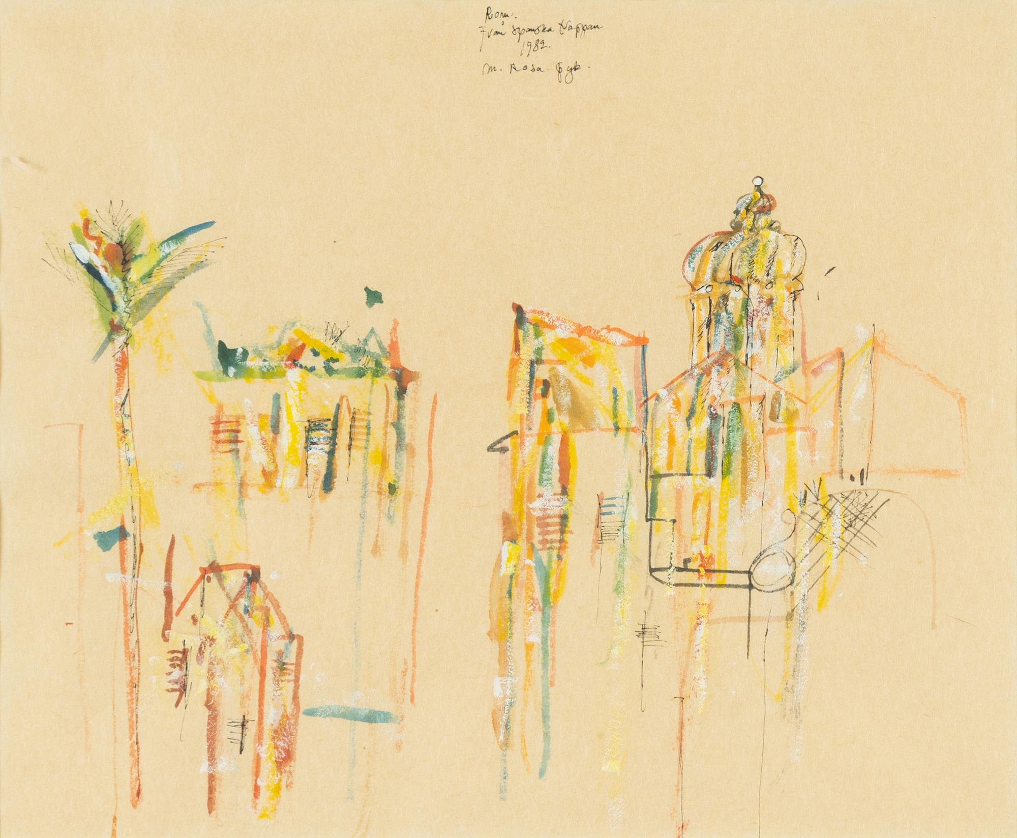 Madeleine Pyk, gouache, signed and dated Rom 1982.