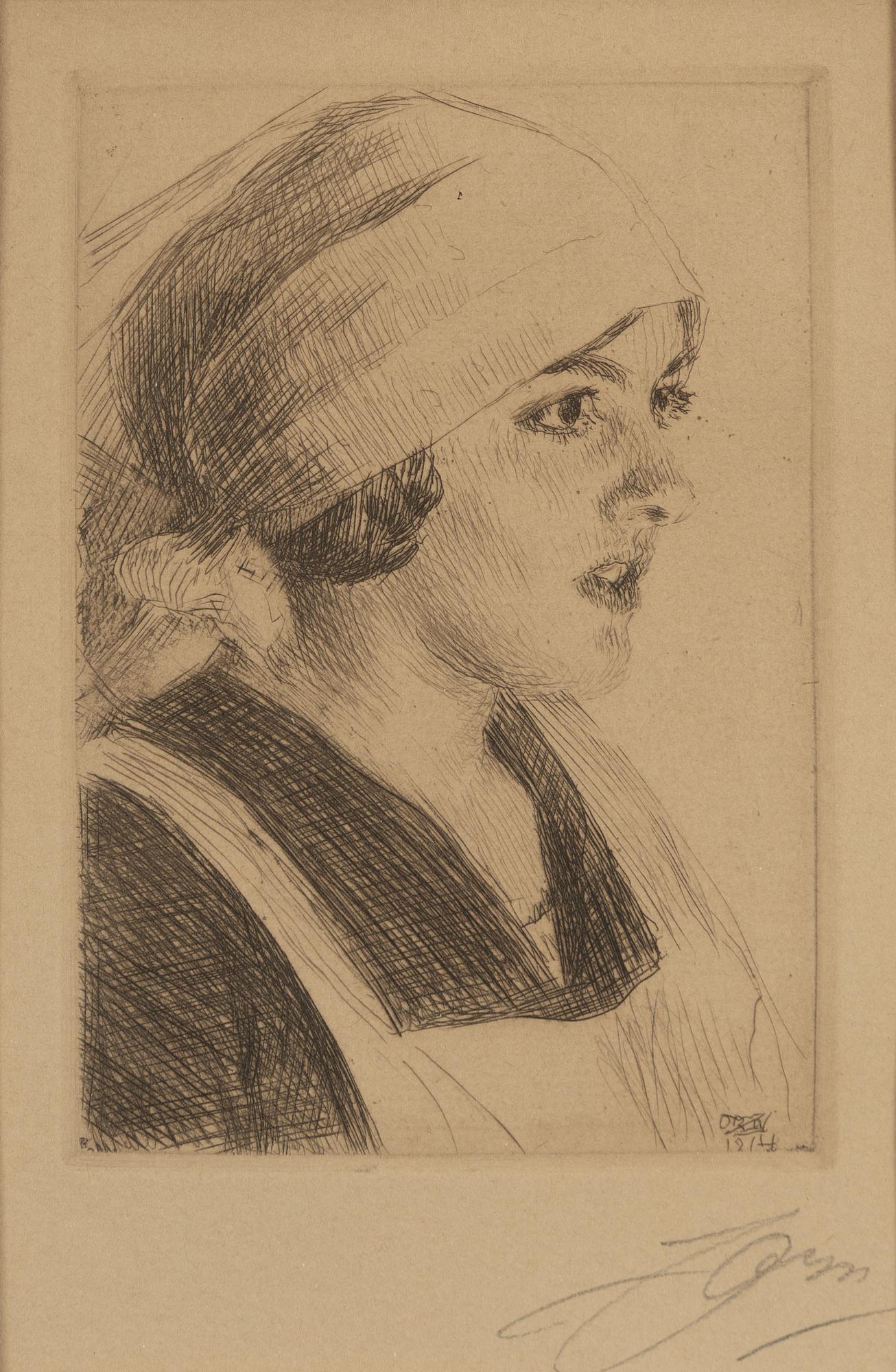Anders Zorn, etching, 1914, signed Zorn in pencil.