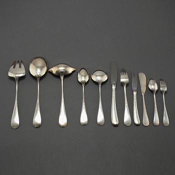 BESTICKSERVISDELAR, 74 st, silver, "Ida", Ole Hagen, A Michelsen, Danmark, 1900-talets andra hälft.