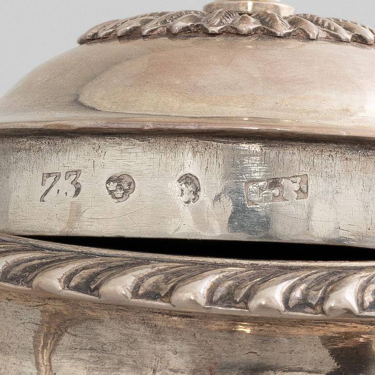 A Swedish Empire silver coffee pot, mark of Gustaf Folcker, Stockholm 1830.