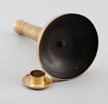 LJUSSTAKE, empire, förgylld brons, tidigt 1800-tal.