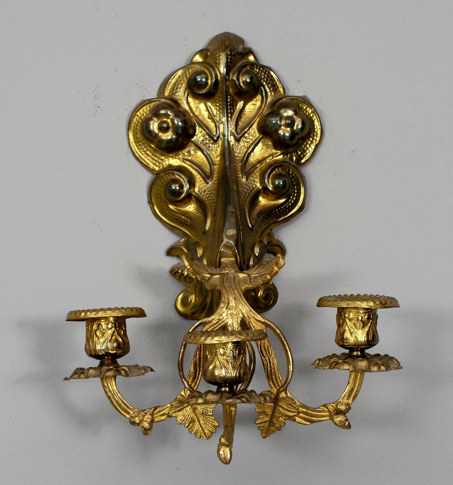 LAMPETTER, ett par, mässing och brons, 1800-talets mitt.