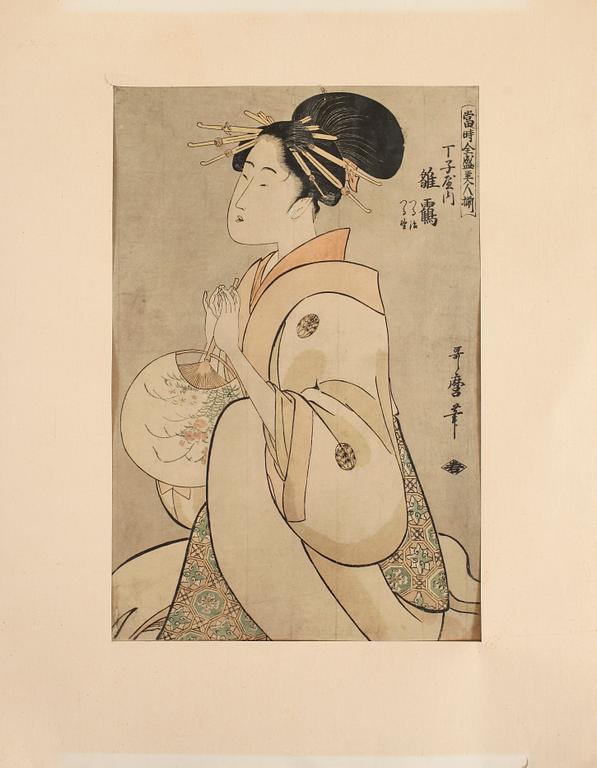 OKÄND KONSTNÄR, 2 st, träsnitt, Japan, 1800-tal.