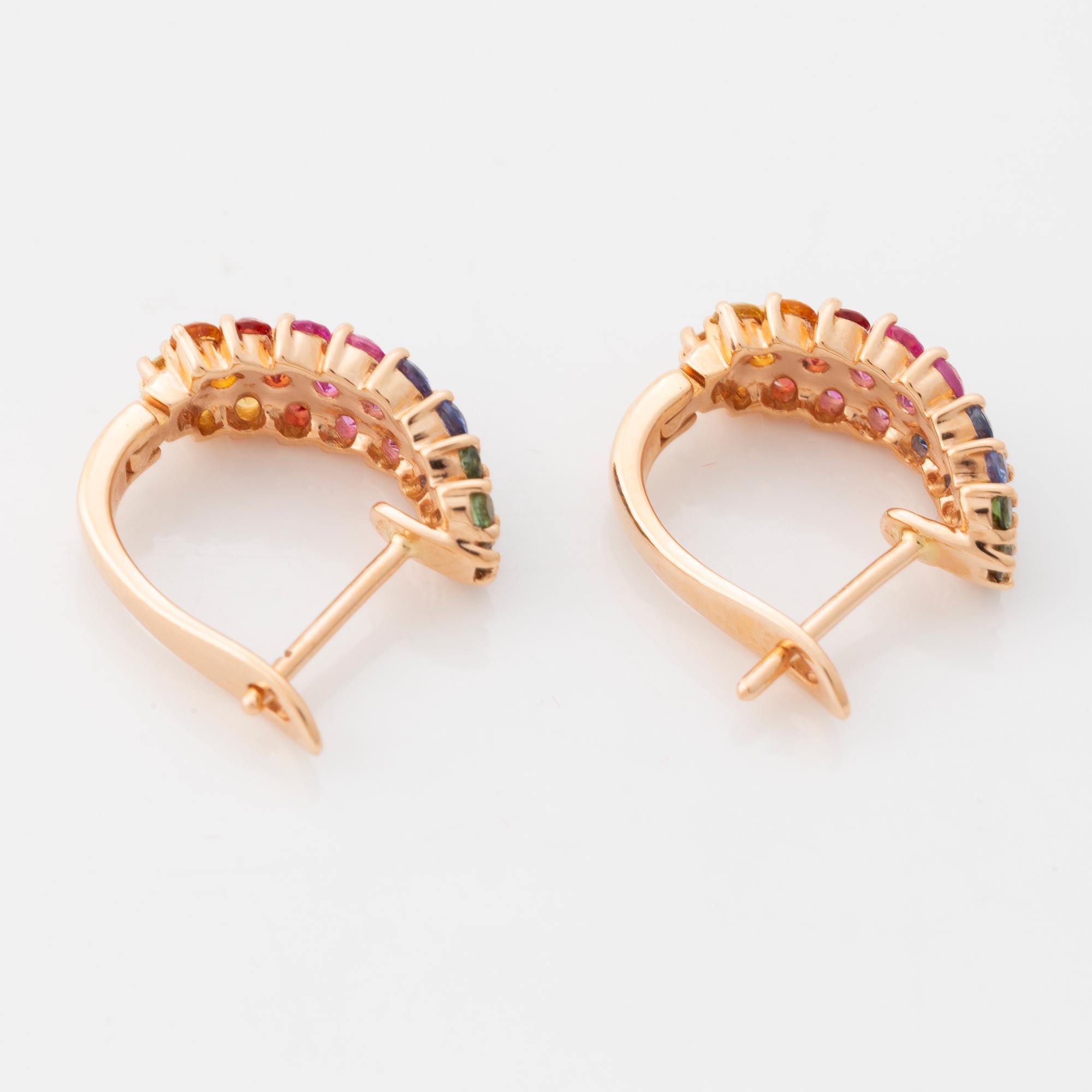 Multi coloured sapphire earrings.