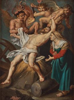 696. Peter Paul Rubens, efter, Job hemsöks av Satan och hans demoner; hans hustru förmanande honom.