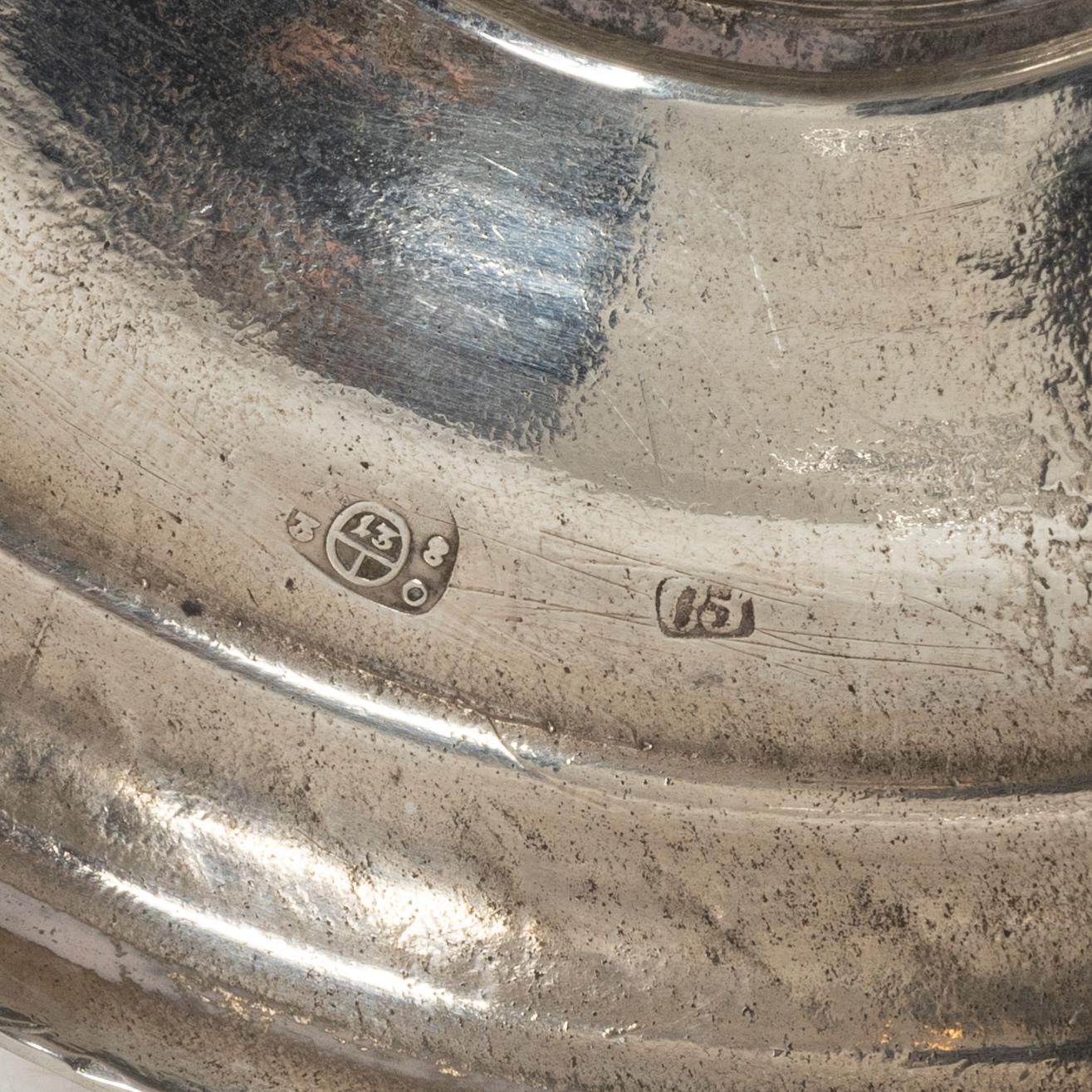 Bowl on foot, 2 pcs, silver, Vienna around the mid-19th century.