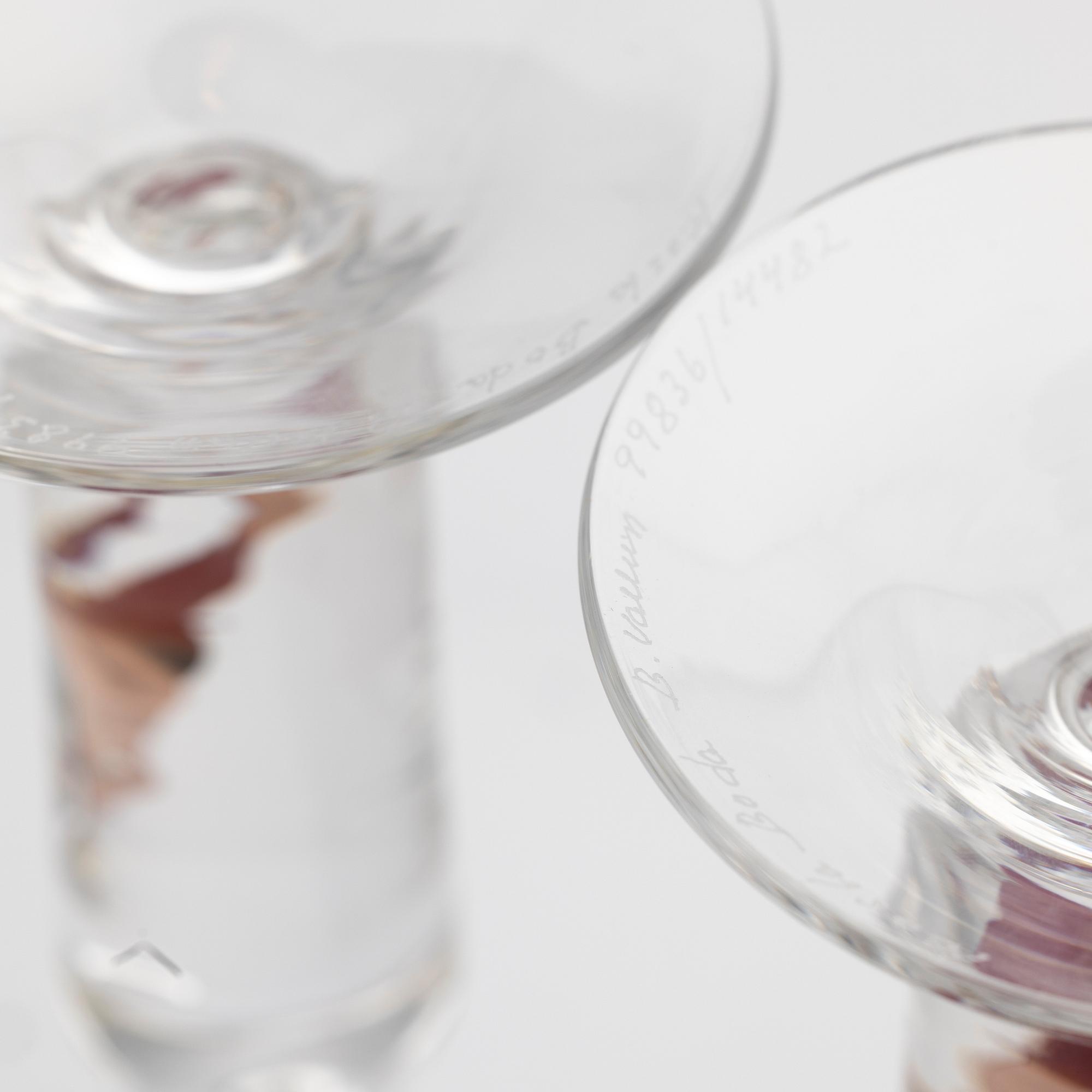 Bertil Vallien, "Millenium", Champagneglas, ett par, Kosta Boda.