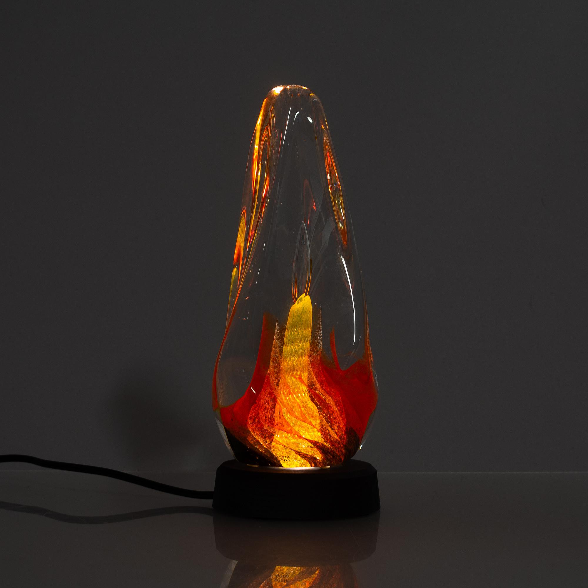 Monica Backström, two glass sculptures, 'Vatten' and 'Eld' from the series 'De fyra elementen', Kosta Boda.