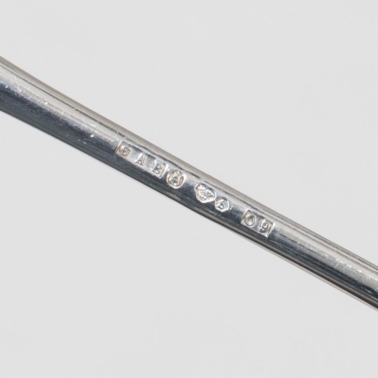 A silver dessert cutlery set, 12 pieces, marks of Guldsmedsaktiebolaget (GAB), Stockholm, Sweden 1964.