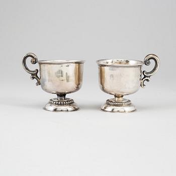 GUSTAF MÖLLENBORG, 6 swedish silver punch cups, Stockholm 1876.