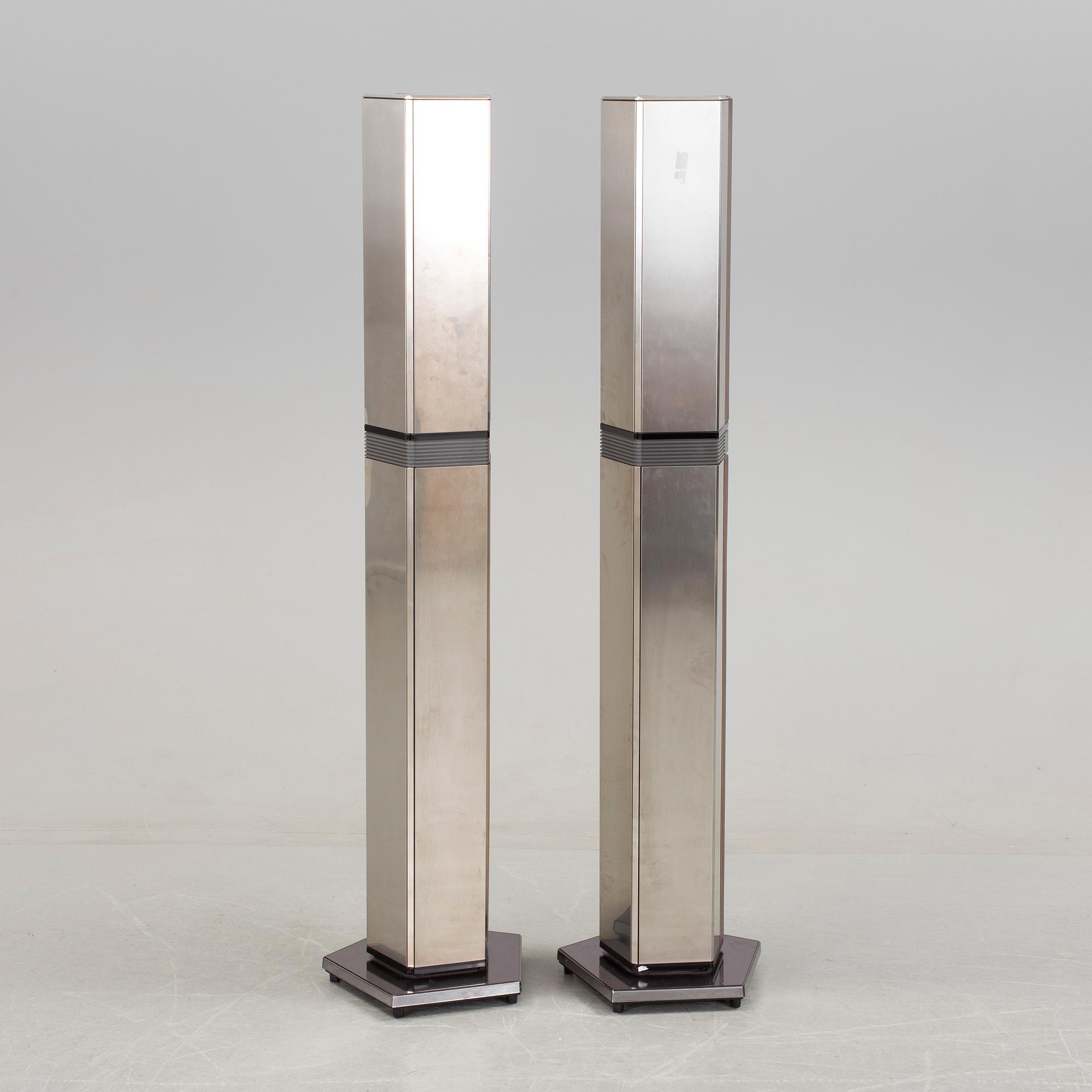 A pair of metal Bang & Olufsen speakers, Denmark, 1980's.