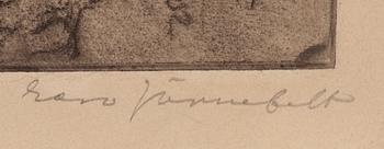 Eero Järnefelt, mjukgrundsetsning, signerad med blyerts.