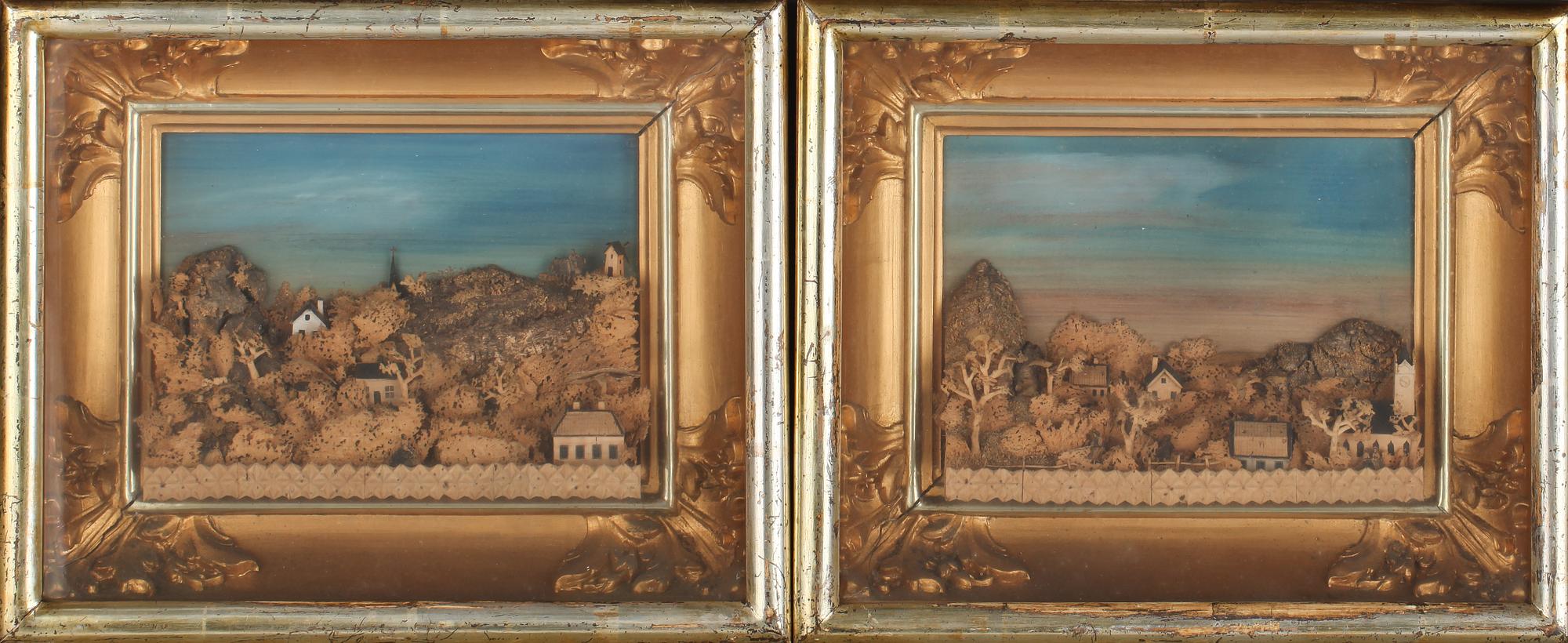 OKÄND KONSTNÄR, 2 st, blandteknik, omkring sekelskiftet 1900.