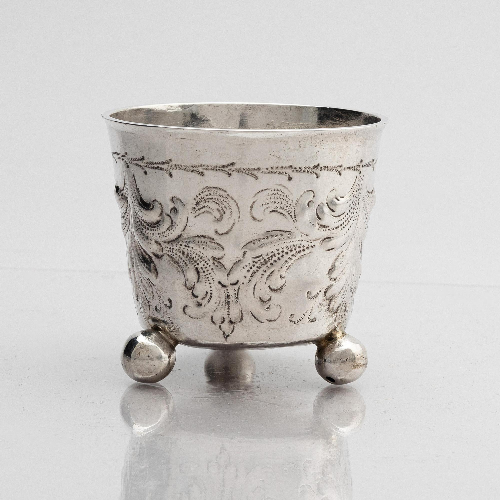 Berendt Möller, bägare, silver, Stockholm 1695. Barock.