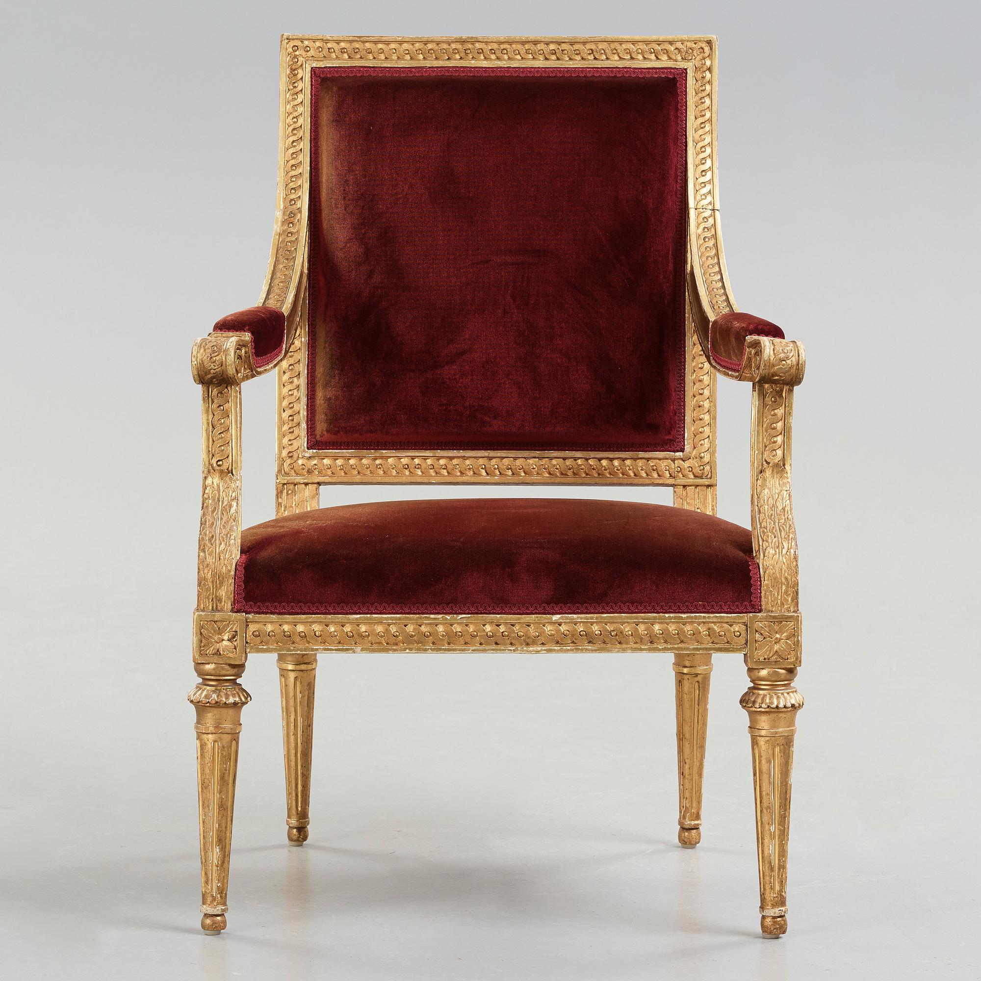 KARMSTOL, av Melchior Lundberg (mästare i Stockholm 1775-1812), gustaviansk.