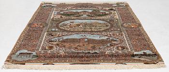 Matta, Täbriz, figural. ca 177 x. 241 cm.